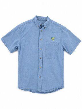 Reel Legends Fishing Shirt Mens S Blue Cotton Button Up Vented Back